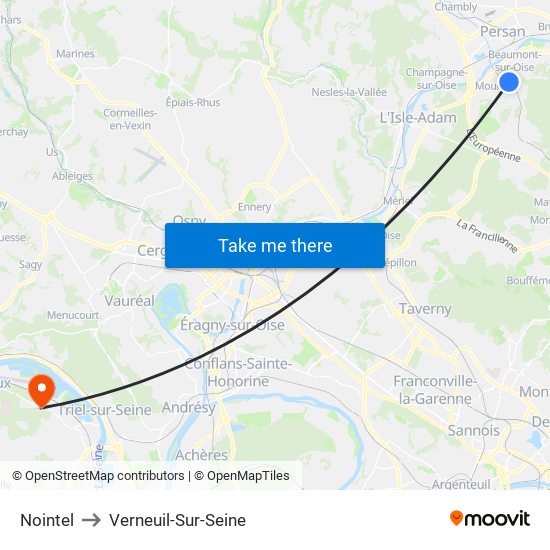 Nointel to Verneuil-Sur-Seine map