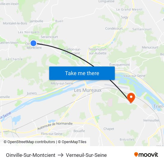 Oinville-Sur-Montcient to Verneuil-Sur-Seine map