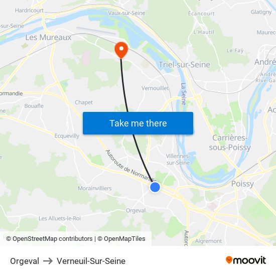 Orgeval to Verneuil-Sur-Seine map