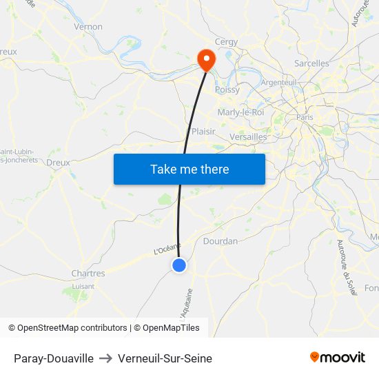 Paray-Douaville to Verneuil-Sur-Seine map