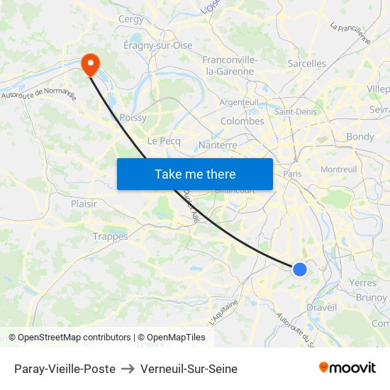 Paray-Vieille-Poste to Verneuil-Sur-Seine map