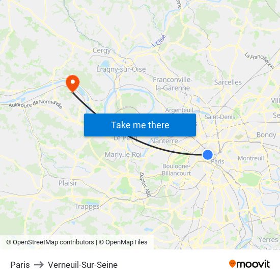 Paris to Verneuil-Sur-Seine map