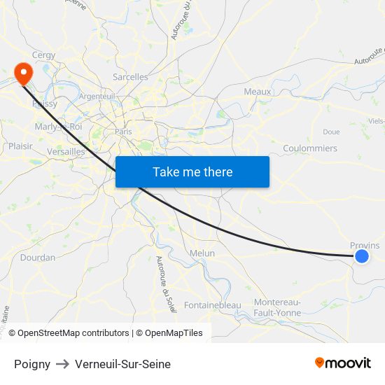 Poigny to Verneuil-Sur-Seine map