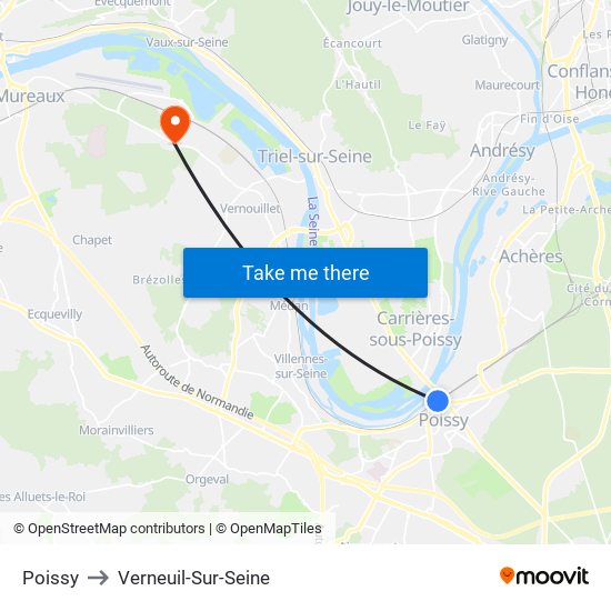 Poissy to Verneuil-Sur-Seine map
