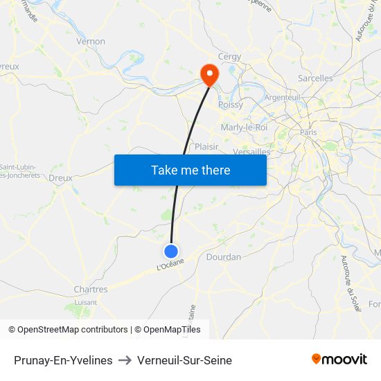 Prunay-En-Yvelines to Verneuil-Sur-Seine map