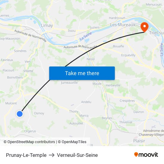 Prunay-Le-Temple to Verneuil-Sur-Seine map