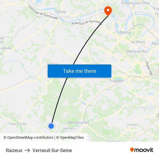 Raizeux to Verneuil-Sur-Seine map