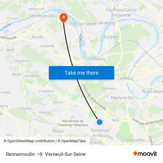 Rennemoulin to Verneuil-Sur-Seine map