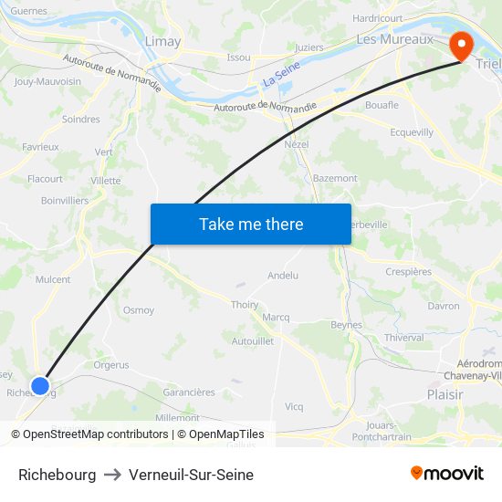 Richebourg to Verneuil-Sur-Seine map