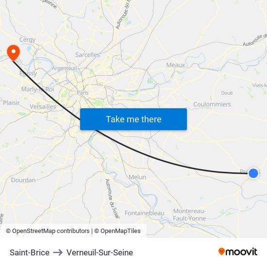 Saint-Brice to Verneuil-Sur-Seine map