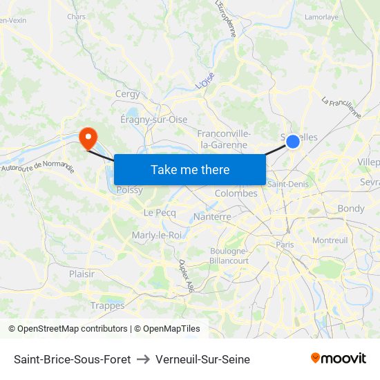 Saint-Brice-Sous-Foret to Verneuil-Sur-Seine map