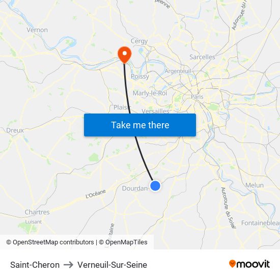 Saint-Cheron to Verneuil-Sur-Seine map