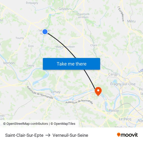 Saint-Clair-Sur-Epte to Verneuil-Sur-Seine map