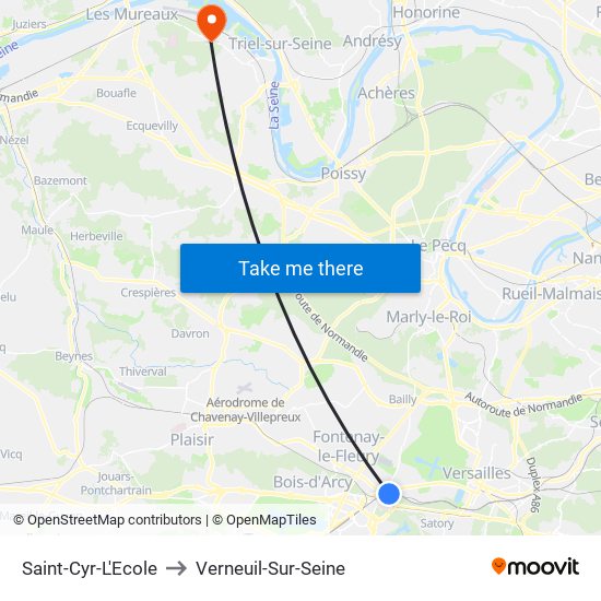 Saint-Cyr-L'Ecole to Verneuil-Sur-Seine map