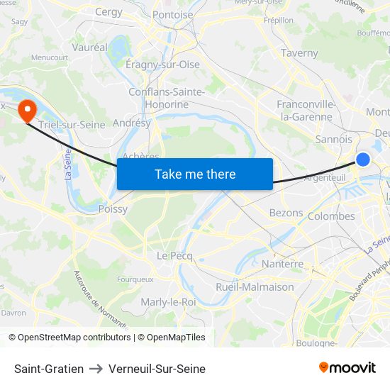 Saint-Gratien to Verneuil-Sur-Seine map