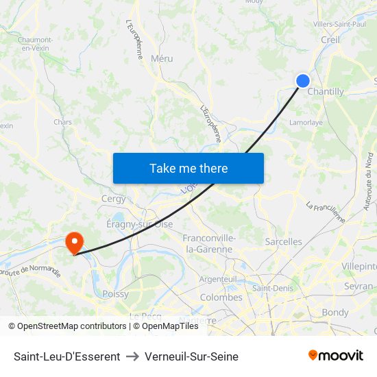 Saint-Leu-D'Esserent to Verneuil-Sur-Seine map