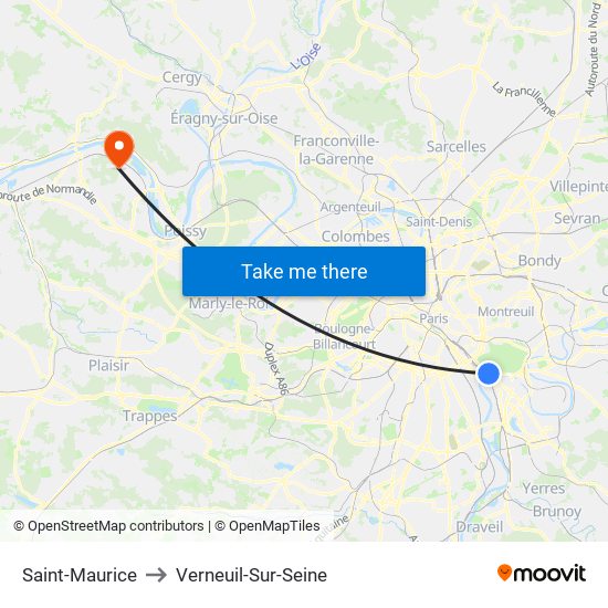 Saint-Maurice to Verneuil-Sur-Seine map