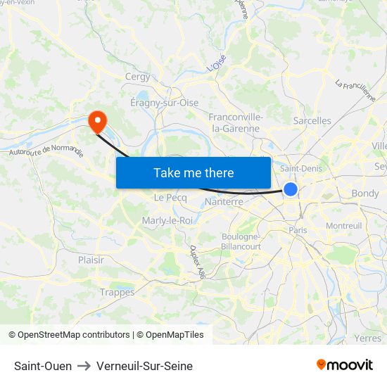 Saint-Ouen to Verneuil-Sur-Seine map