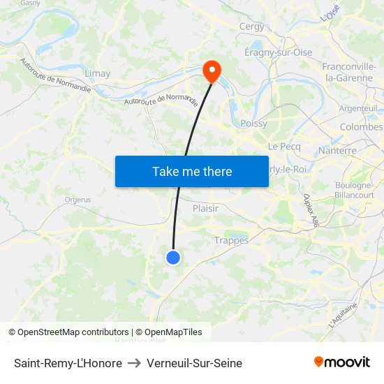 Saint-Remy-L'Honore to Verneuil-Sur-Seine map