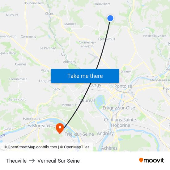 Theuville to Verneuil-Sur-Seine map