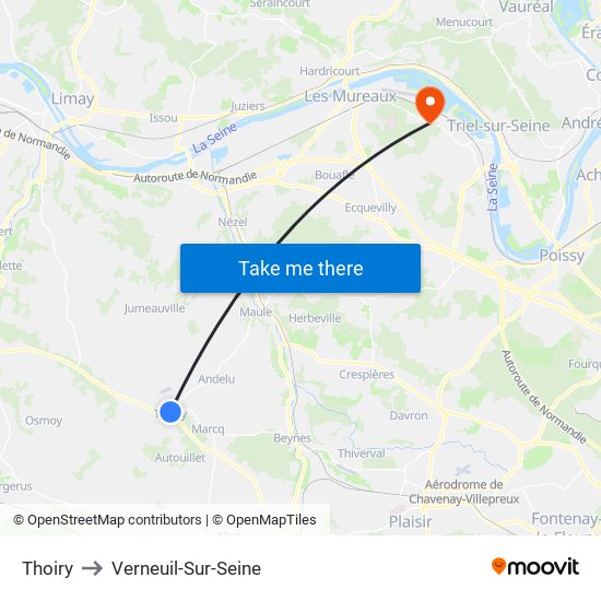 Thoiry to Verneuil-Sur-Seine map