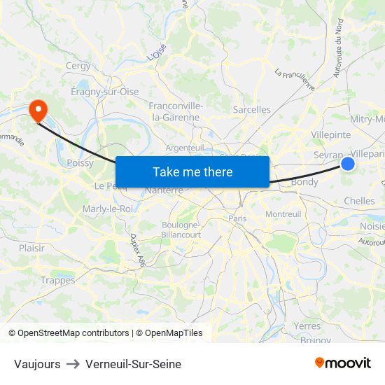 Vaujours to Verneuil-Sur-Seine map