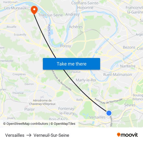 Versailles to Verneuil-Sur-Seine map