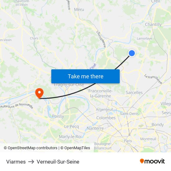 Viarmes to Verneuil-Sur-Seine map