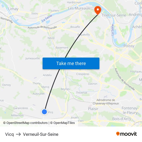 Vicq to Verneuil-Sur-Seine map