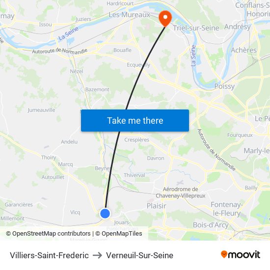 Villiers-Saint-Frederic to Verneuil-Sur-Seine map