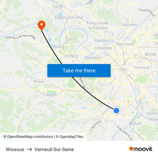 Wissous to Verneuil-Sur-Seine map
