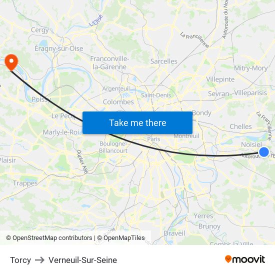 Torcy to Verneuil-Sur-Seine map