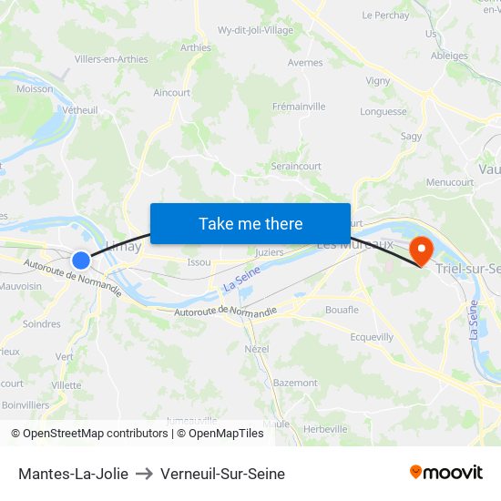 Mantes-La-Jolie to Verneuil-Sur-Seine map