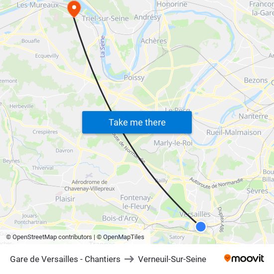 Gare de Versailles - Chantiers to Verneuil-Sur-Seine map