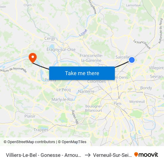 Villiers-Le-Bel - Gonesse - Arnouville to Verneuil-Sur-Seine map