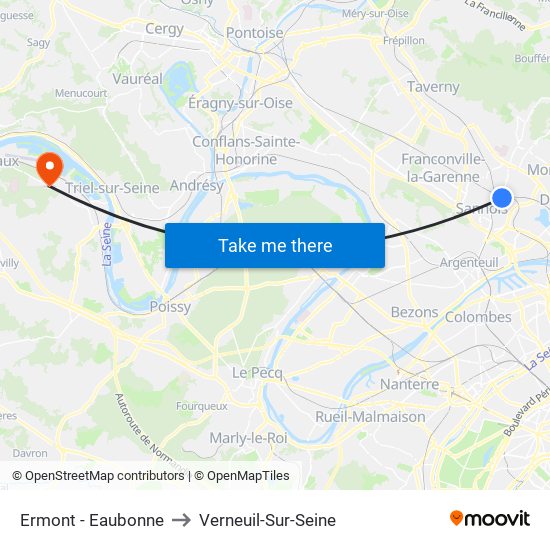 Ermont - Eaubonne to Verneuil-Sur-Seine map