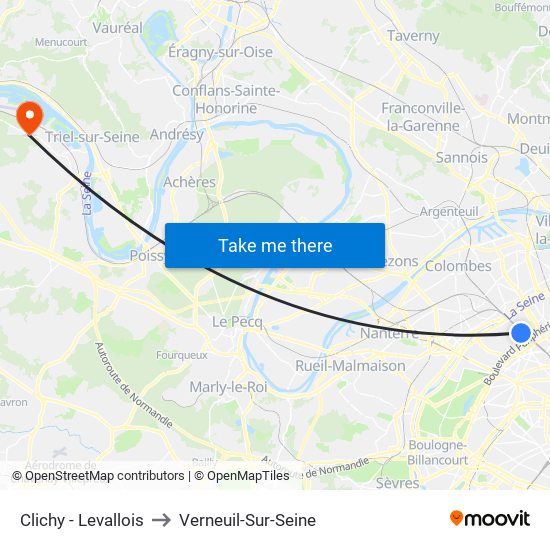 Clichy - Levallois to Verneuil-Sur-Seine map