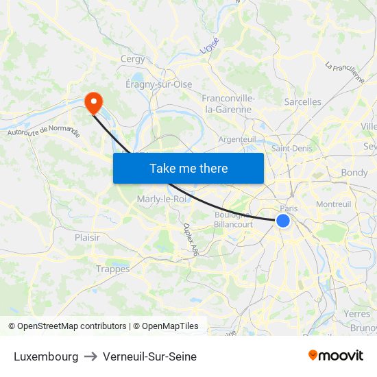 Luxembourg to Verneuil-Sur-Seine map
