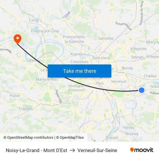 Noisy-Le-Grand - Mont D'Est to Verneuil-Sur-Seine map