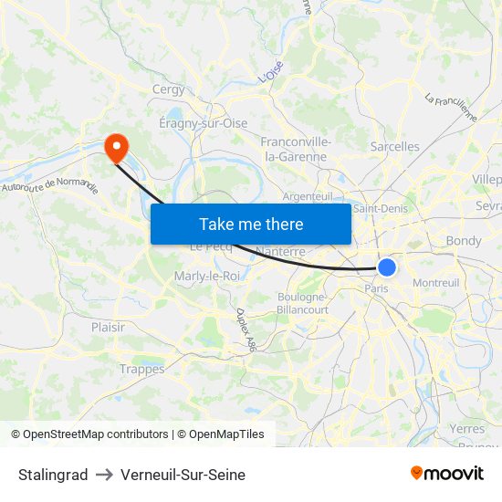 Stalingrad to Verneuil-Sur-Seine map