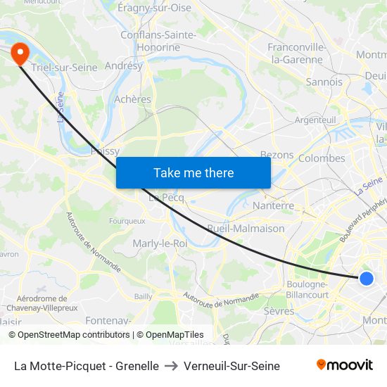 La Motte-Picquet - Grenelle to Verneuil-Sur-Seine map