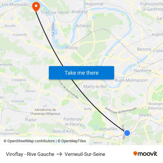 Viroflay - Rive Gauche to Verneuil-Sur-Seine map