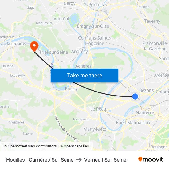 Houilles - Carrières-Sur-Seine to Verneuil-Sur-Seine map
