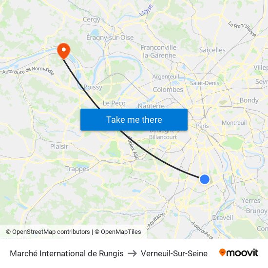 Marché International de Rungis to Verneuil-Sur-Seine map