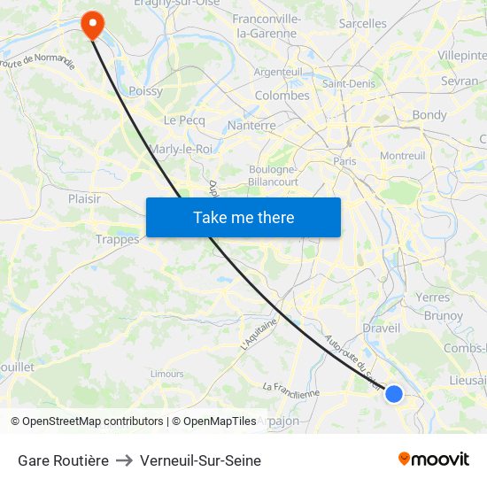 Gare Routière to Verneuil-Sur-Seine map