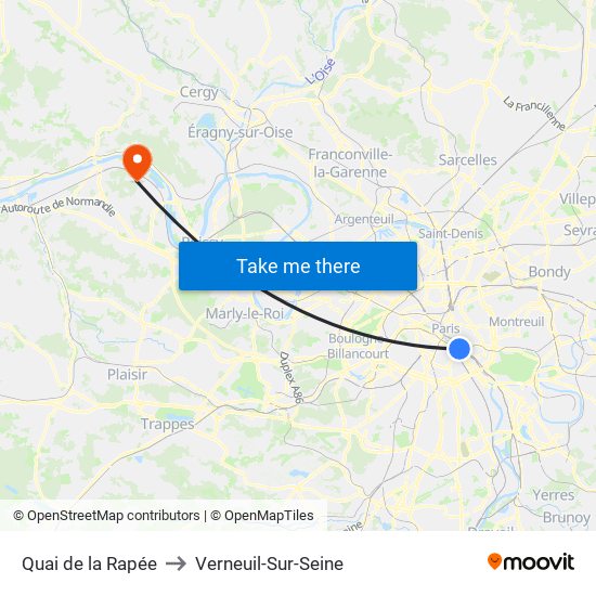 Quai de la Rapée to Verneuil-Sur-Seine map
