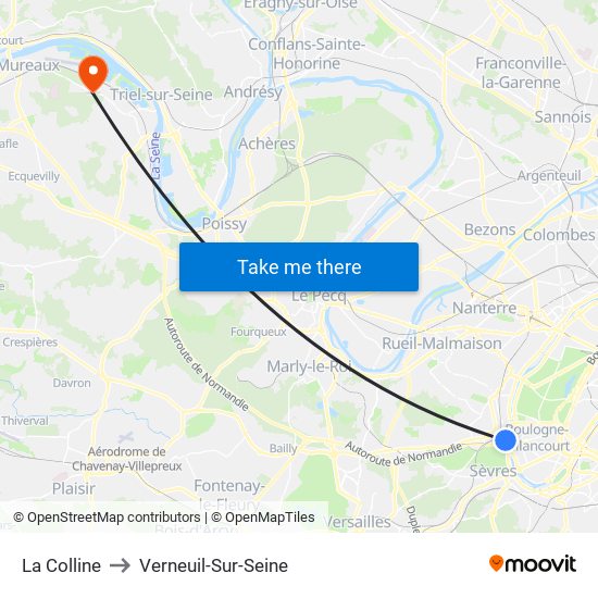 La Colline to Verneuil-Sur-Seine map