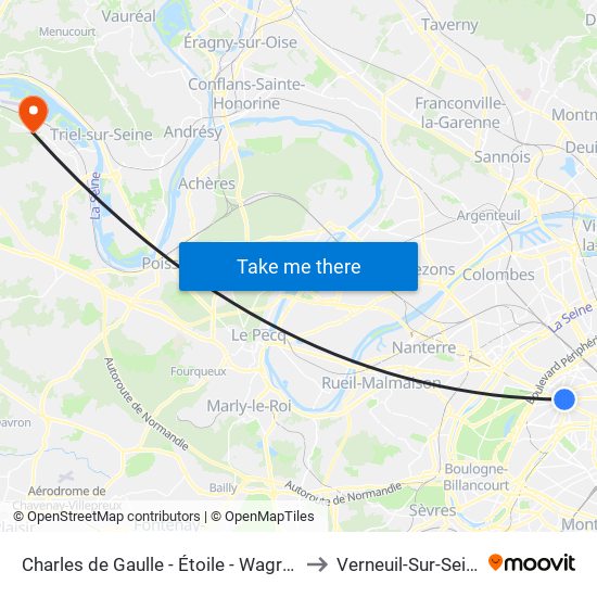 Charles de Gaulle - Étoile - Wagram to Verneuil-Sur-Seine map