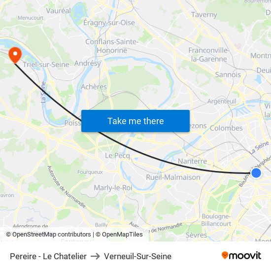 Pereire - Le Chatelier to Verneuil-Sur-Seine map