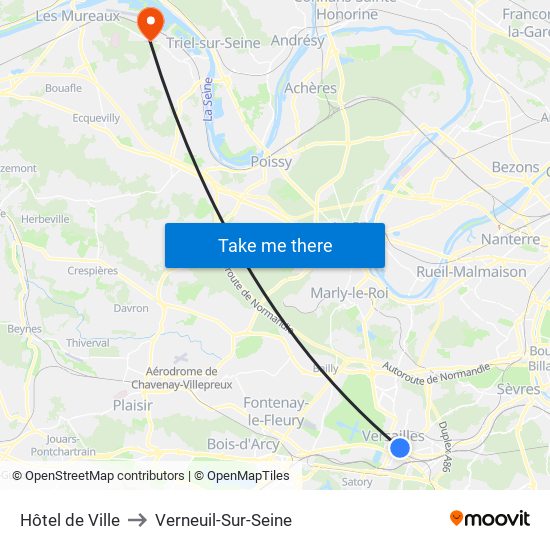 Hôtel de Ville to Verneuil-Sur-Seine map